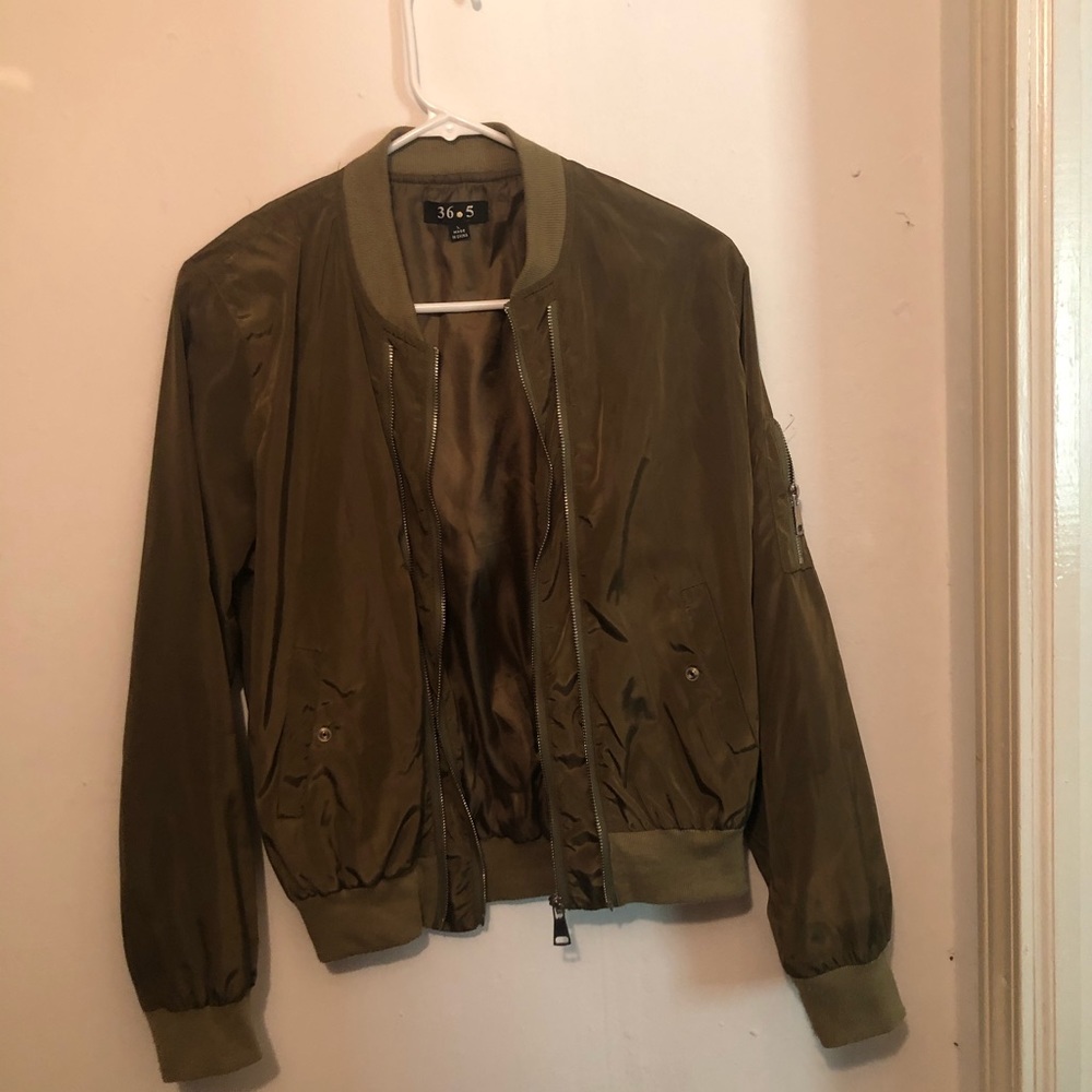 Green satin bomber jacket